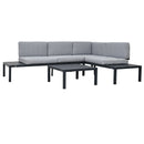 Outdoor 3-piece Sectional Sofa Set with End Table and Gray Cushion