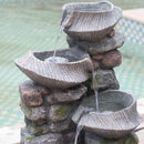 Outdoor 4-Tier Freestanding Stone Water Fountain