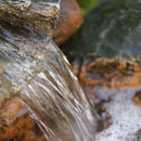 Outdoor Large Polyresin Rock Wood-Look Fountain with Moss