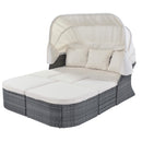 Outdoor Patio Daybed Sunbed Set with Retractable Canopy