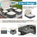 Outdoor Patio Daybed Sunbed Set with Retractable Canopy