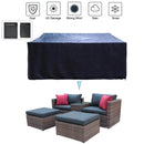 Outdoor Sectional Conversation Sofa Set with Black Cushions and Red Pillows