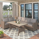 Outdoor Sectional Sofa Set with Table & Soft Cushions