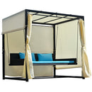 Outdoor Swing Bed Sunbed with Adjustable Curtains and Cushions for 2-3 People