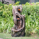 Outdoor Tree Trunk Waterfall Fountain for Garden Lawn Porch Yard