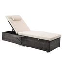 Outdoor Wicker Chaise Lounge Set with 2 Lounge Chair & 4 Cushions & 2 Head Pillows