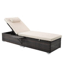 Outdoor Wicker Chaise Lounge Set with 2 Lounge Chair & 4 Cushions & 2 Head Pillows