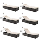 Outdoor Wicker Chaise Lounge Set with 2 Lounge Chair & 4 Cushions & 2 Head Pillows