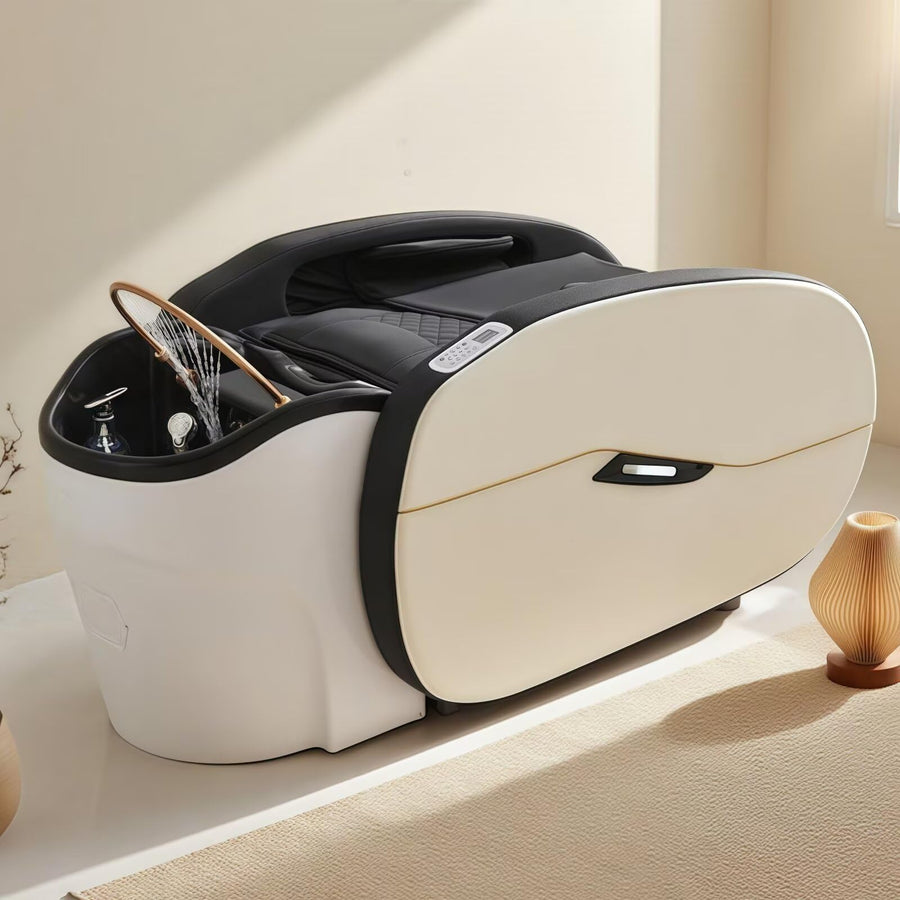 71'' White Shampoo Bed with Waterfall Head SPA Equipment