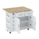 White Multi-Functional Rolling Kitchen Island Cart