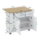 White Multi-Functional Rolling Kitchen Island Cart