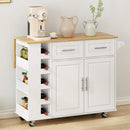 White Multi-Functional Rolling Kitchen Island Cart