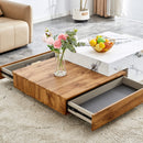 White and Wood Tones Coffee Table with Drawers