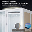 Office Sound Booth with Audio Privacy - Removable Soundproof Booth Includes White with Wood Grain Side Trim,Soundproof Room with Light,Fans, Socket for Singing Room,Telephone Booth
