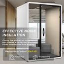 Office Sound Booth with Audio Privacy - Removable Soundproof Booth Includes Magnetic Door Closing Design,Modern Room with Light,Fans,White Tint&Socket for Study