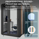 Office Sound Booth with Audio Privacy - Portable Soundproof Booth Includes Black Wood Grain Exterior Design,Movable Room with Light,Fans, USB Port for Study,Singing Room