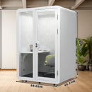 Office Sound Booth with Audio Privacy - Removable Soundproof Booth with White with Arc Border Design,Soundproof Room with Light,Fans, Socket for Study,Telephone Booth
