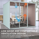 Office Sound Booth with Audio Privacy - Portable Soundproof Pod with Stylish Light Blue Frame,Soundproof Room with Light,Ventilation,Sockets for Office work